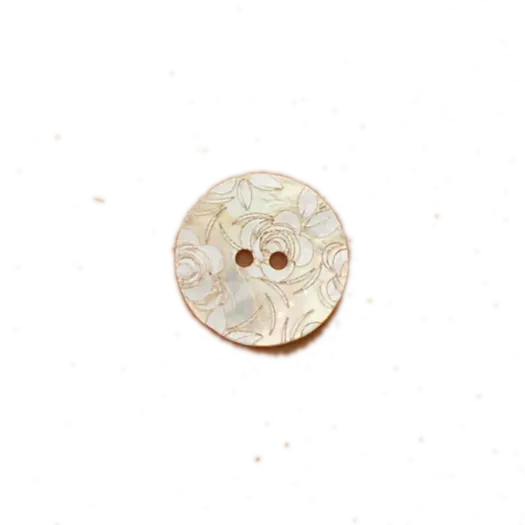 Togl Shell Beige Laser Etched Roses Round 20MM