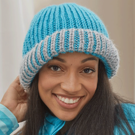 Two Color Brioche Hat for Beginners Class