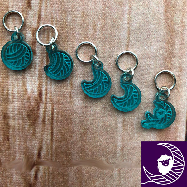 TMH Moon Phase Stitch Markers (Closed Ring)