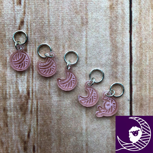 TMH Moon Phase Stitch Markers (Closed Ring)