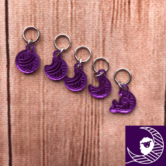 TMH Moon Phase Stitch Markers (Closed Ring)