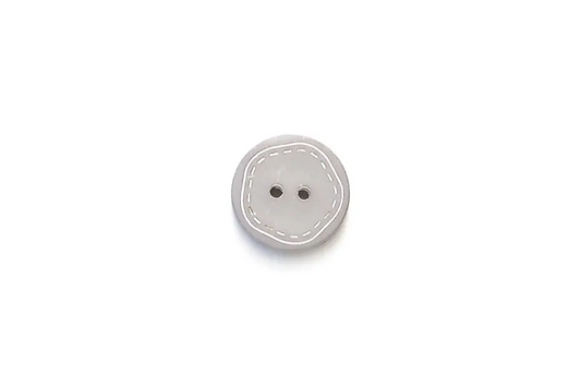 Buttons Gray Round Plastic with White Stitching