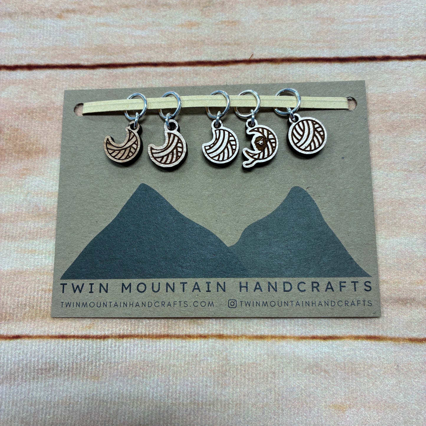 Moon Phase Stitch Markers (Closed Ring)