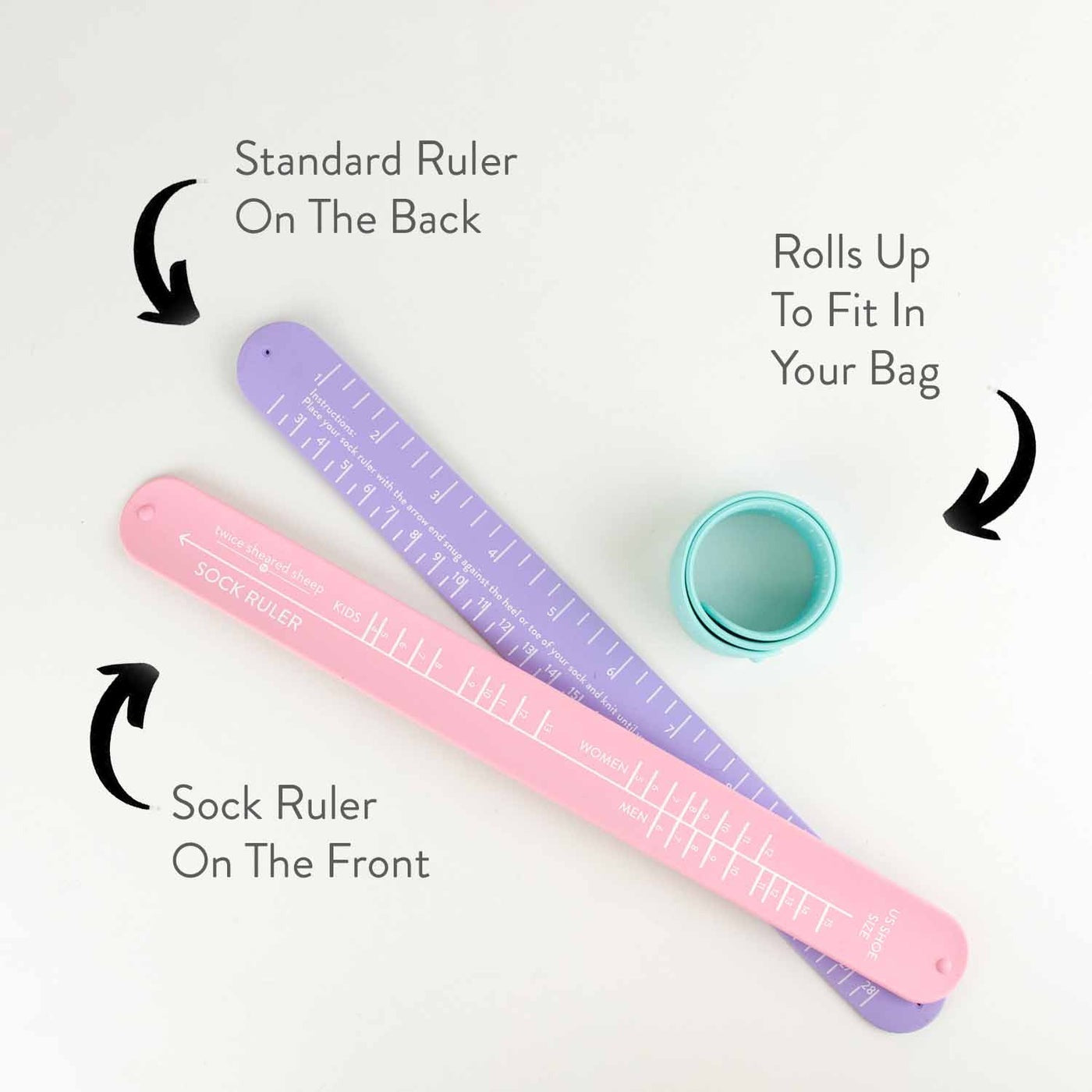Twice Sheared Sheep Sock Sizing Ruler