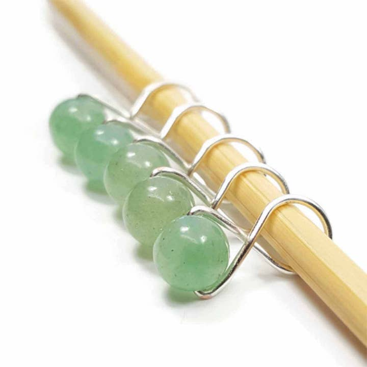 Twice Sheared Sheep Stitch Green Aventurine Stitch Markers