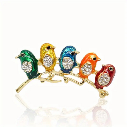 Enamel Bird Brooch Pin