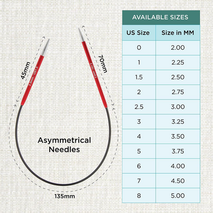 Knit Pro Zing Fixed Circular 10” Asymmetrical